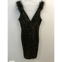 SHEIN must litritega sulgedega kleit – suurus S